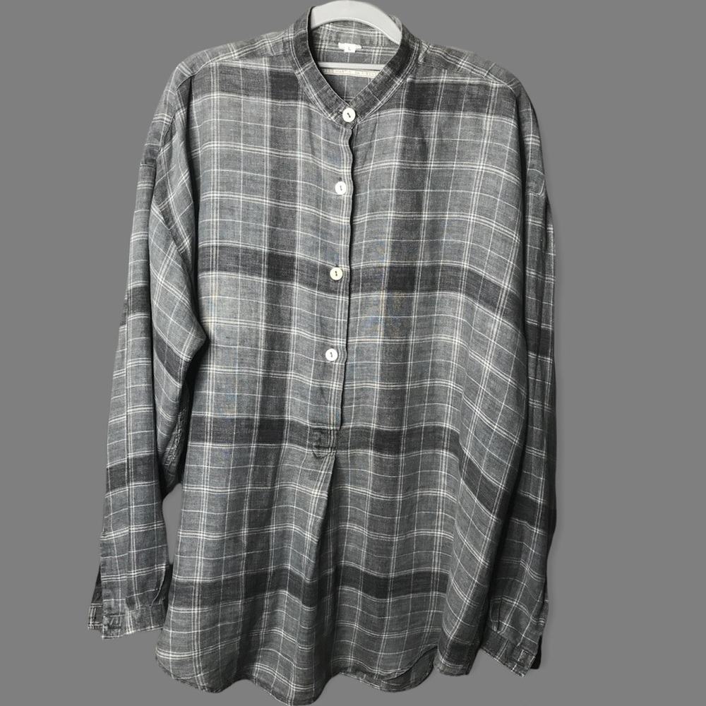 Moreno Martini da Firenze gray plaid tunic blouse, L